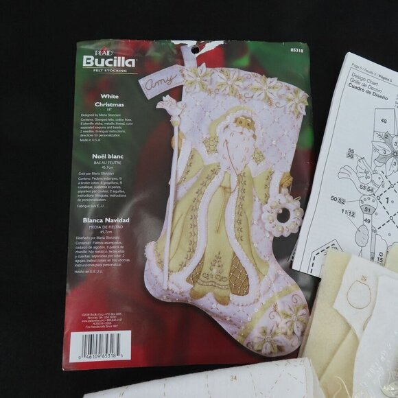 Bucilla White Christmas Santa Claus 85318  Felt Stocking STARTED Craft Kit 2006 - Picture 2 of 11
